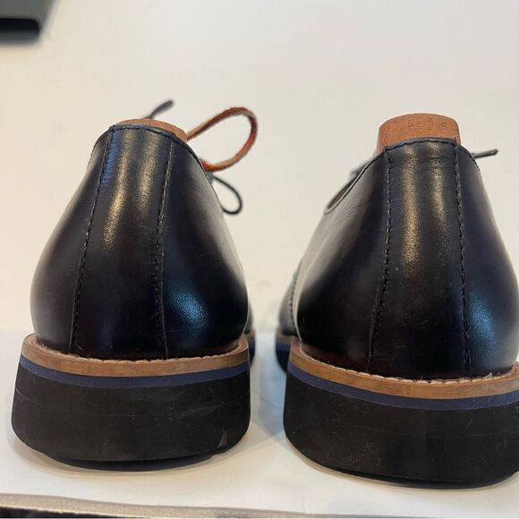 Zanzara Black Leather Perforated Dress Shoes Men 10.5 - Hartung Oxford - Picture 5 of 9